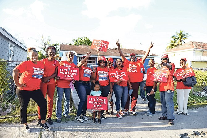 FNM supporters at the party's walkabout in Nassau Village.