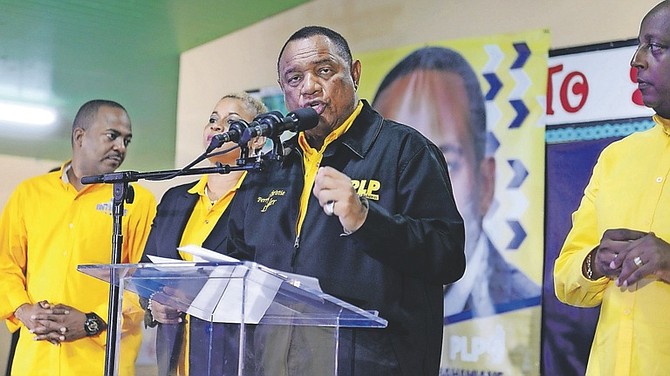 Prime Minister Perry Christie speaks at a recent PLP event. The party launched it's new look website on Wednesday night.