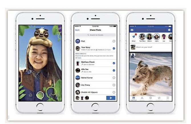 AN overview of the features of Facebook’s new app update on an iPhone. (AP)