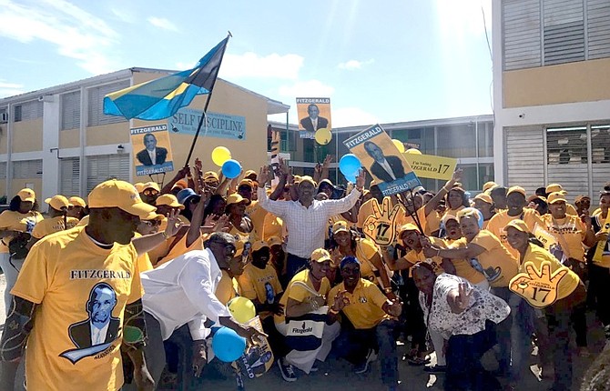 PLP Marathon MP Jerome Fitzgerald with supporters on Nomination Day.