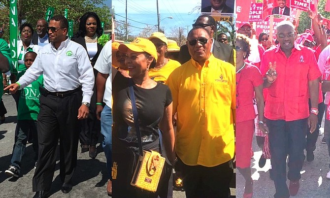 DNA Leader Branville McCartney, Prime Minister Perry Christie and FNM Leader Dr Hubert Minnis arrive in their constituencies for Nomination Day.