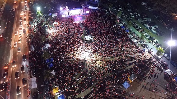 An aerial view of the FNM rally on Thursday night.