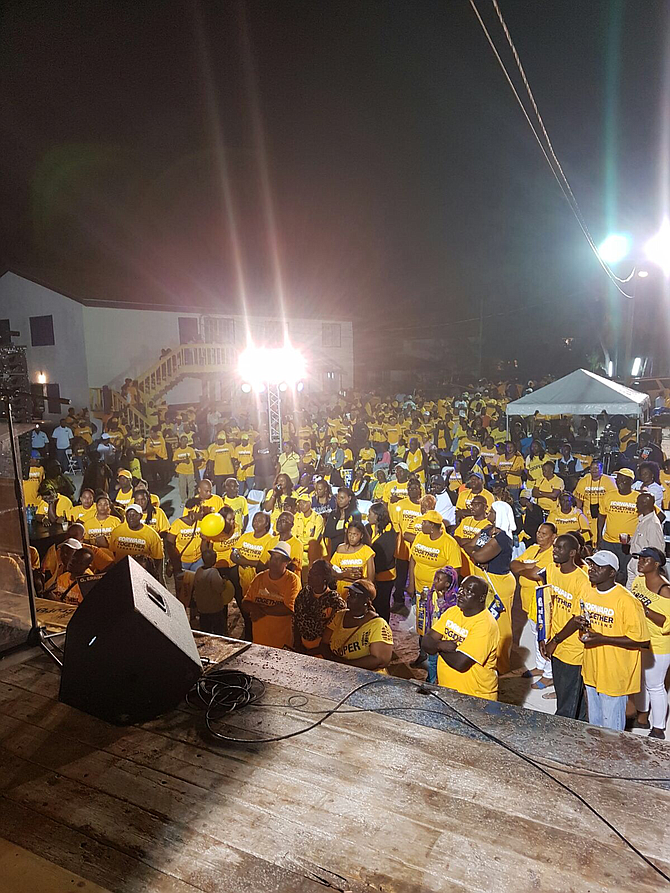 The Progressive Liberal Party rally in Central Andros on Wednesday night.
