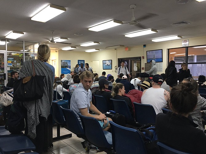 A photograph of Fyre Festival passengers stranded at the airport in Great Exuma early on Friday posted on Twitter