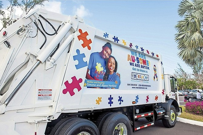 The Bahamas Waste truck with its livery in support of REACH. 