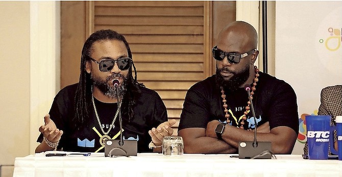Machel Montana and Bunji Garland, headliners for the Bahamas Junkanoo Carnival. 
Photos: Terrel W. Carey/Tribune Staff