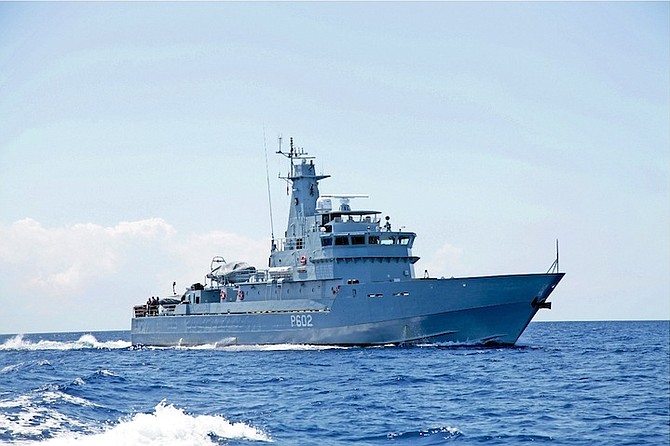 HMBS Nassau making way to New Providence after undergoing maintenance and repairs in Holland. Photo: RBDF
