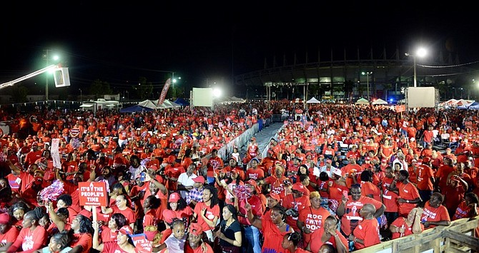 The crowd at Monday night's FNM rally.