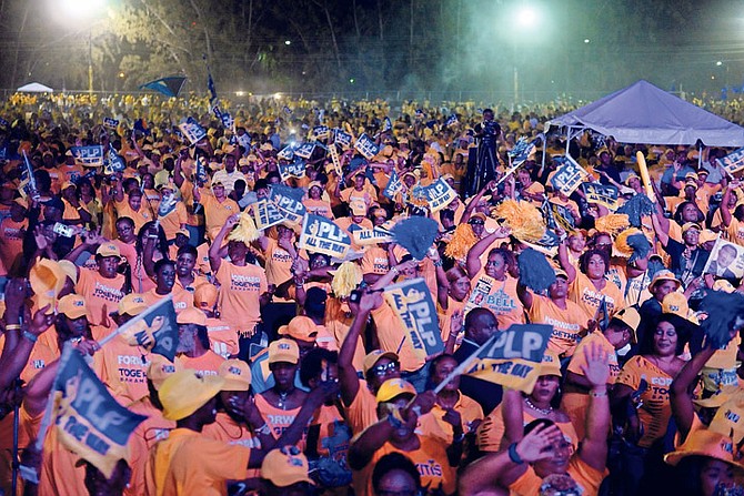PLP supporters at last night's rally.