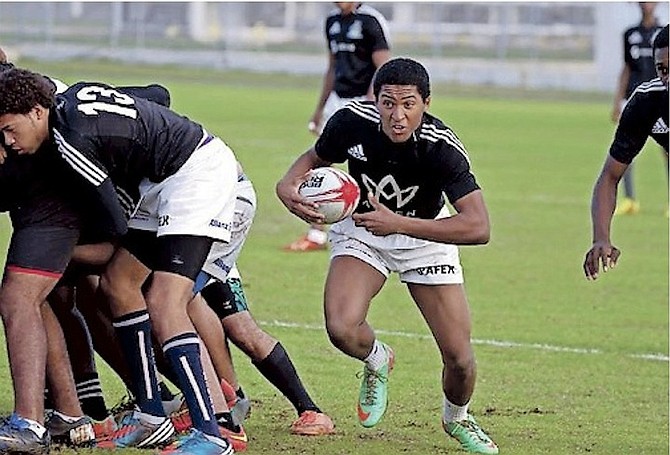 Turks scrum half makes a run for the try line.
                                Photo: Freeport Rugby Football Club for Barefoot Marketing