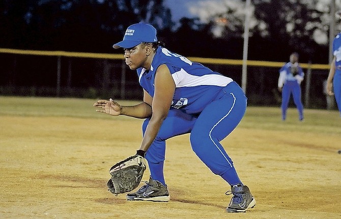 JOHNSON’S Lady Truckers knocked off the Sunshine Auto Wildcats 11-3 in the women’s opener of the New Providence Softball Association on Saturday night.
Photo: Shawn Hanna/Tribune Staff