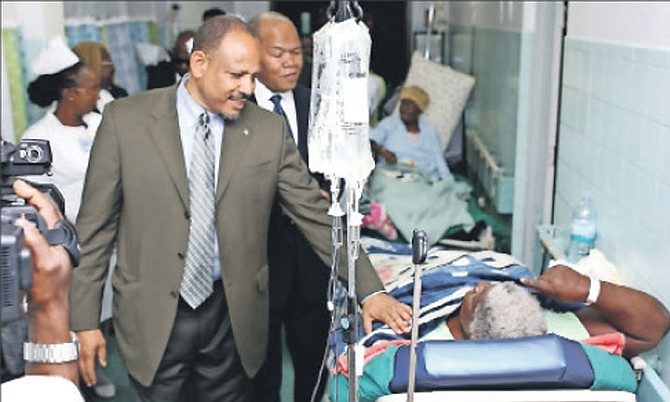 Minister of Health Dr Duane Sands tours Princess Margaret hospital on Monday. Photo: Terrel W. Carey/Tribune Staff