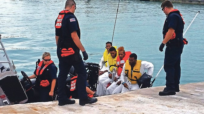 Some of the Cuban migrants detained after being spotted on Cay Sal Bank.