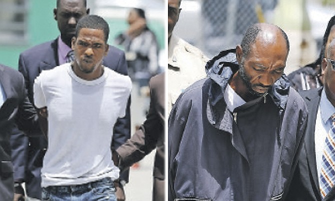 Ricardo Russell, 28, left, and Ronald Nottage, 45, right, who both appeared in court yesterday accused over separate murders. Photos: Terrel W. Carey/Tribune Staff