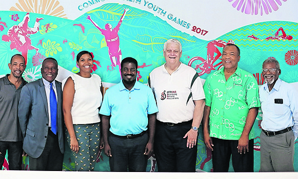 The International Table Tennis Federation hosted a press conference Friday to introduce future plans for the table sport. Pictured (l-r) are Adrain Rolins, Keith Saunder, Shameka Fernander, Geoffrey McPhee, Richard McAfee, Wellington Miller and Carl