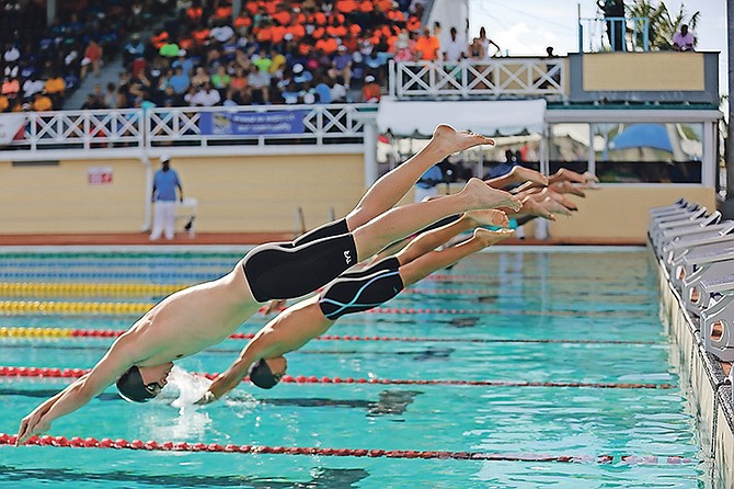 Swimmers in action at the RBC Swimming Nationals Championships. Photo: Terrel W. Carey/Tribune Staff