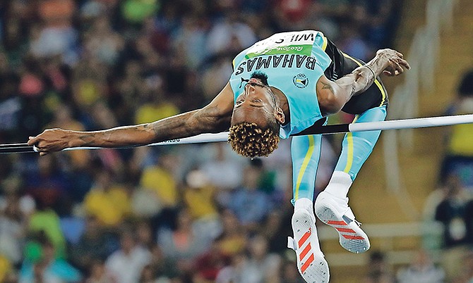 Bahamas’ Jamal Wilson competes in the men’s high jump qualification during the 2016 Summer Olympics in Rio de Janeiro, Brazil, on August 14.

(AP Photo/Matt Slocum)

 