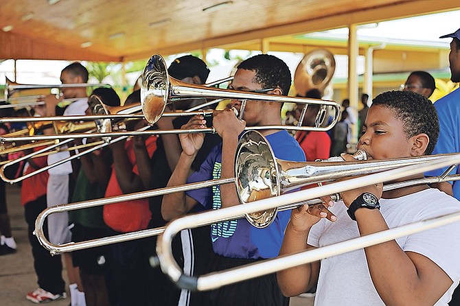 The RBPF summer band camp at Sybil Strachan Primary. Photo: Terrel W. Carey/Tribune Staff



