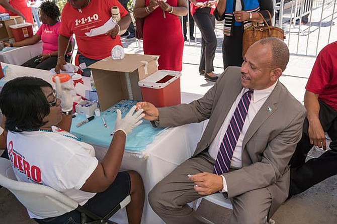 Minister of Health Dr Duane Sands leads by example and gets tested.