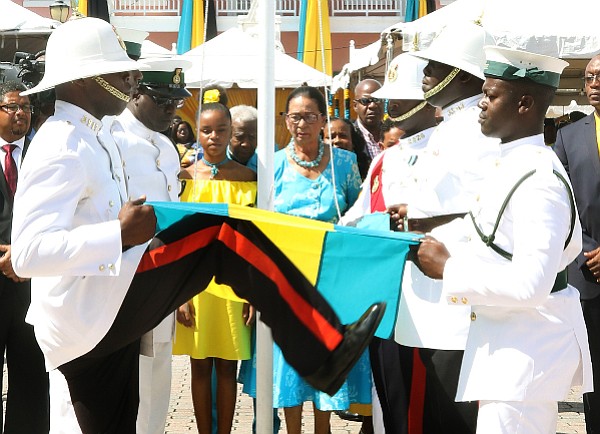 Governor General Dame Marguerite Pindling looks on at the 44th Bahamas Independence Anniversary National Pride Day and Flag Raising Ceremony, held in Rawson and Parliament Squares in Friday.
BIS Photo/Letisha Henderson