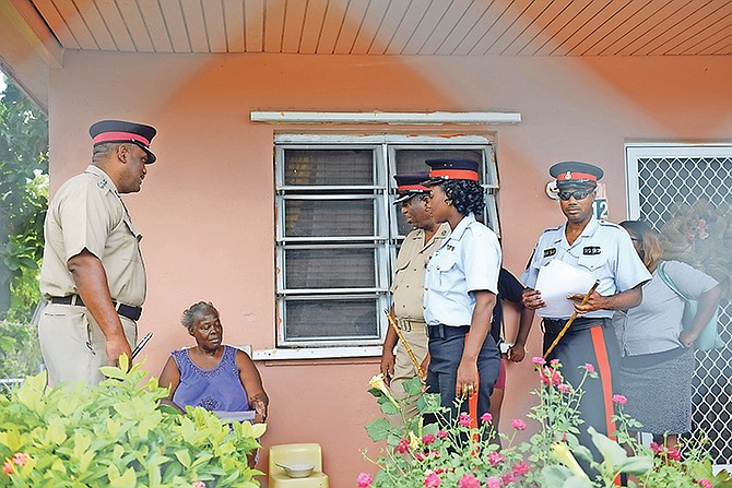 The Royal Bahamas Police Force held a walkabout in Yellow Elder to visit residents in the community. 
Photo: Shawn Hanna