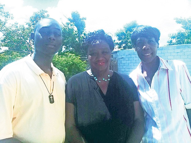 Minister Charmaine Adderley, director of Commune Sports, is flanked by ministers Ke’Dal Campbell and Denise Rolle before they left for a training programme in Jamaica.