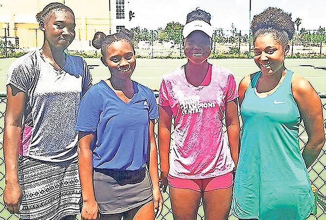 Bahamas Fed Cup team of Elana Mackey, Sydney Clarke, Iesha Shepherd and Sierra Donaldson.
