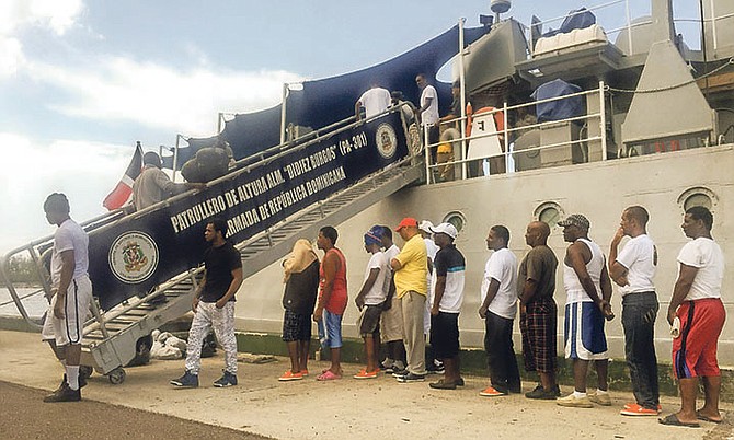 Dominican fishermen headed home after being released. Photo: Royal Bahamas Defence Force