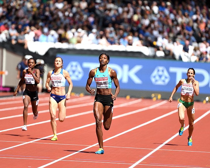 Shaunae Miller-Uibo wins her 400m heat. Photo: Kermit Taylor/Bahamas Athletics