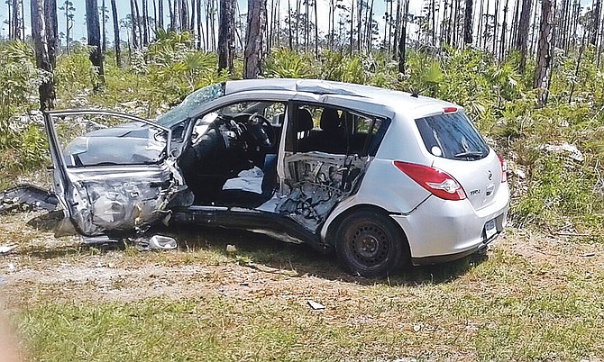 The scene of the crash in Grand Bahama.