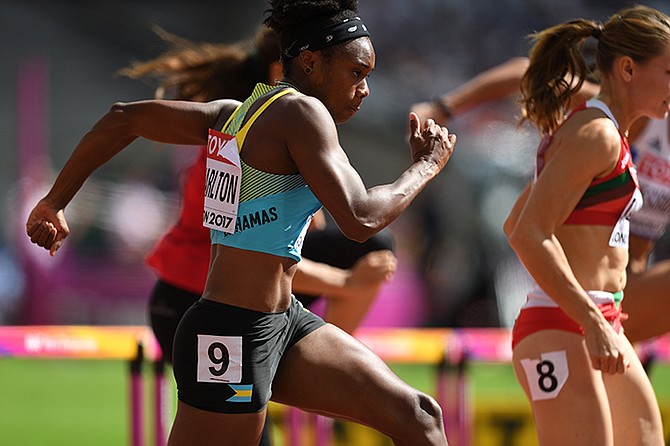 Devynne Charlton competes in the 100m hurdles. Photo: Kermit Taylor/Bahamas Athletics