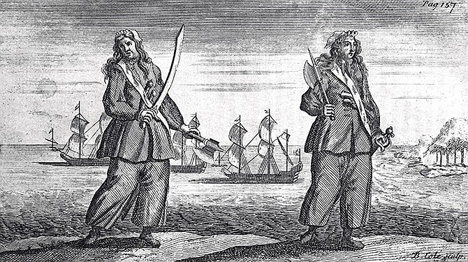 The illustration of Anne Bonny and Mary Read from Charles Johnson’s ‘A General History of the Pyrates’ (1724).