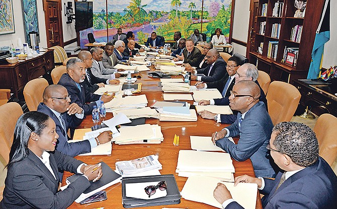 Members of the Cabinet meeting. Photos: Yontalay Bowe/OPM Media Services
