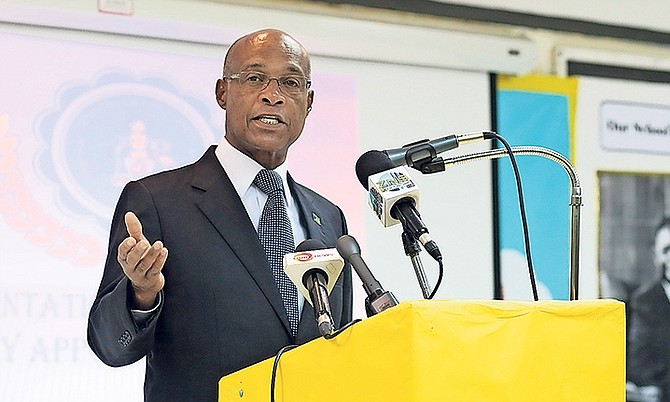 Jeff Lloyd, Minister of Education, at the opening ceremony for the orientation exercise for newly-appointed teachers. Photo: Terrel W. Carey/Tribune Staff