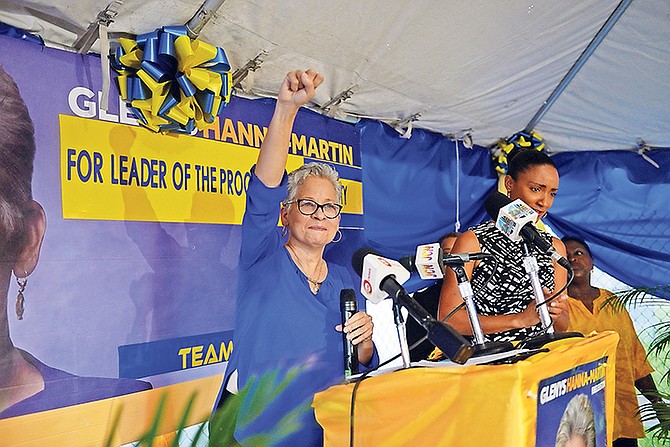 Glenys Hanna Martin acknowledges her supporters. Photo: Shawn Hanna/Tribune staff