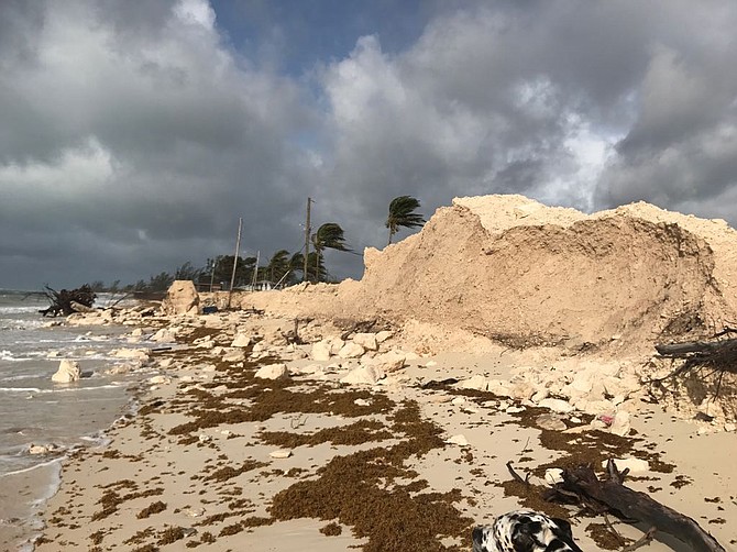 Beach erosion in north Bimini after Hurricane Irma.