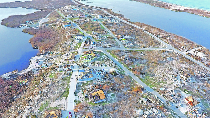 An aerial view of the damage on Ragged Island. Photo: Terrel W Carey