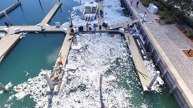Residents have been voicing concern over styrofoam floating in the ocean in Bimini. Photo: Terrel W Carey