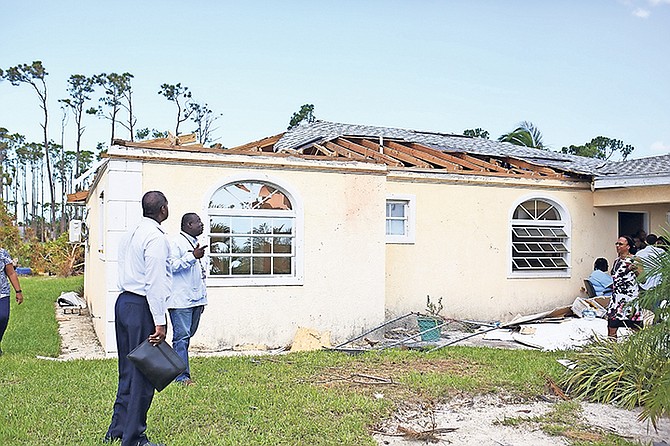 One of the properties in Imperial Park, Grand Bahama, damaged by a tornado. Photo: Tercel W Carey/Tribune staff