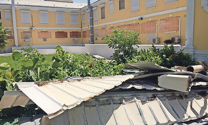 Some of the roof damage at Princess Margaret Hospital.