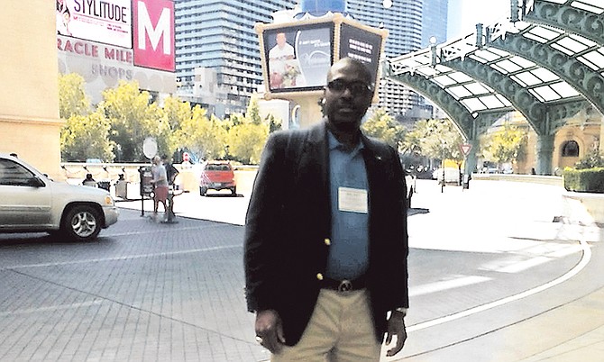 Bahamian Hilton Bowleg, pictured in Las Vegas, was in the casino of the Paris Hotel on Sunday when a gunman opened fire on concert goers a short distance away.
