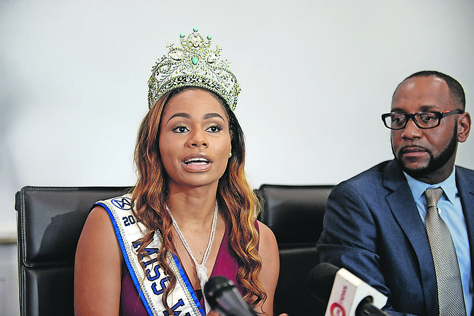 Miss World Bahamas Geena Thompson hosted a press conference yesterday at the TIG Foundation to launch her project, Hope for the Homeless. 