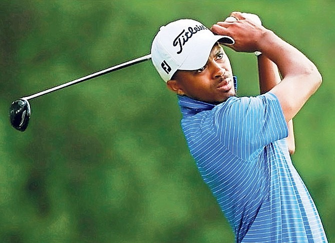 Bahamian amateur golfer Devaughn Robinson in action.