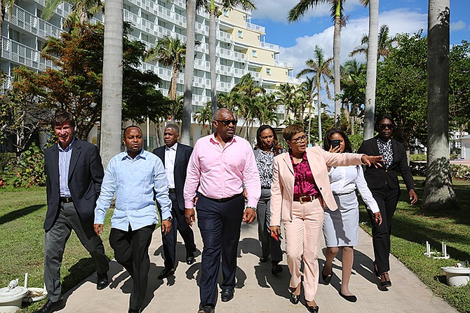 Prime Minister Dr Hubert Minnis touring the Grand Lucaya Resort.
