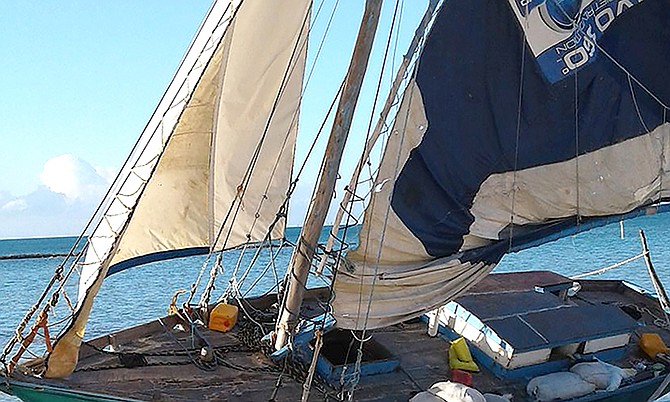 The sloop that was found on the shoreline of Adelaide Village in this photograph posted to Facebook.