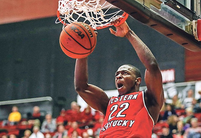 Western Kentucky forward Dwight Coleby dunks against Austin Peay during an NCAA college game on December 22, 2017. (AP)

 