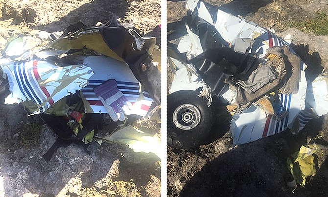 Photos from social media reportedly showing wreckage from the plane in Andros.