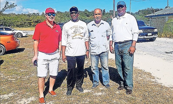 Chief Aliv officer Damian Blackburn is pictured with Freedom Farm founder Greg Burrows, Supreme Court Justice Bernard Turner and South and Central MP Picewell Forbes.