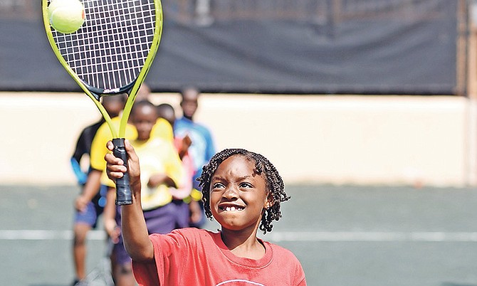 An aspiring tennis star enjoys the Impact Tennis Academy’s pilot programme. The 3rd grade students of Centreville Primary were treated to a full day of activities at the Balmoral Club Tennis Courts on Sandford Drive.


