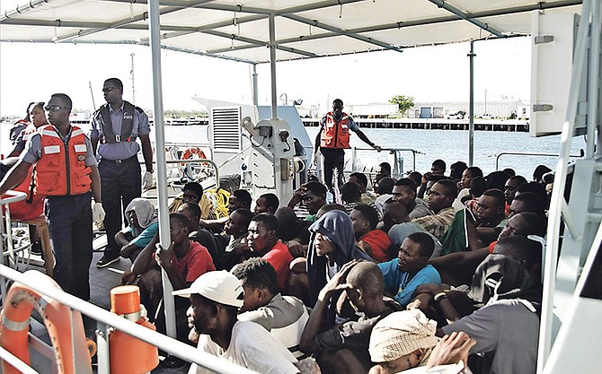 Some of the Haitian migrants who were apprehended. Photo: RBDF
